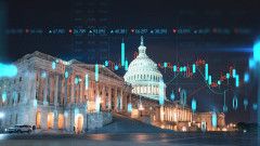 Data and graphs are overlayed with the US Capitol in the background
