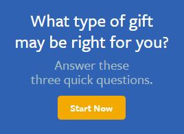Start screen to finding the right gift quiz